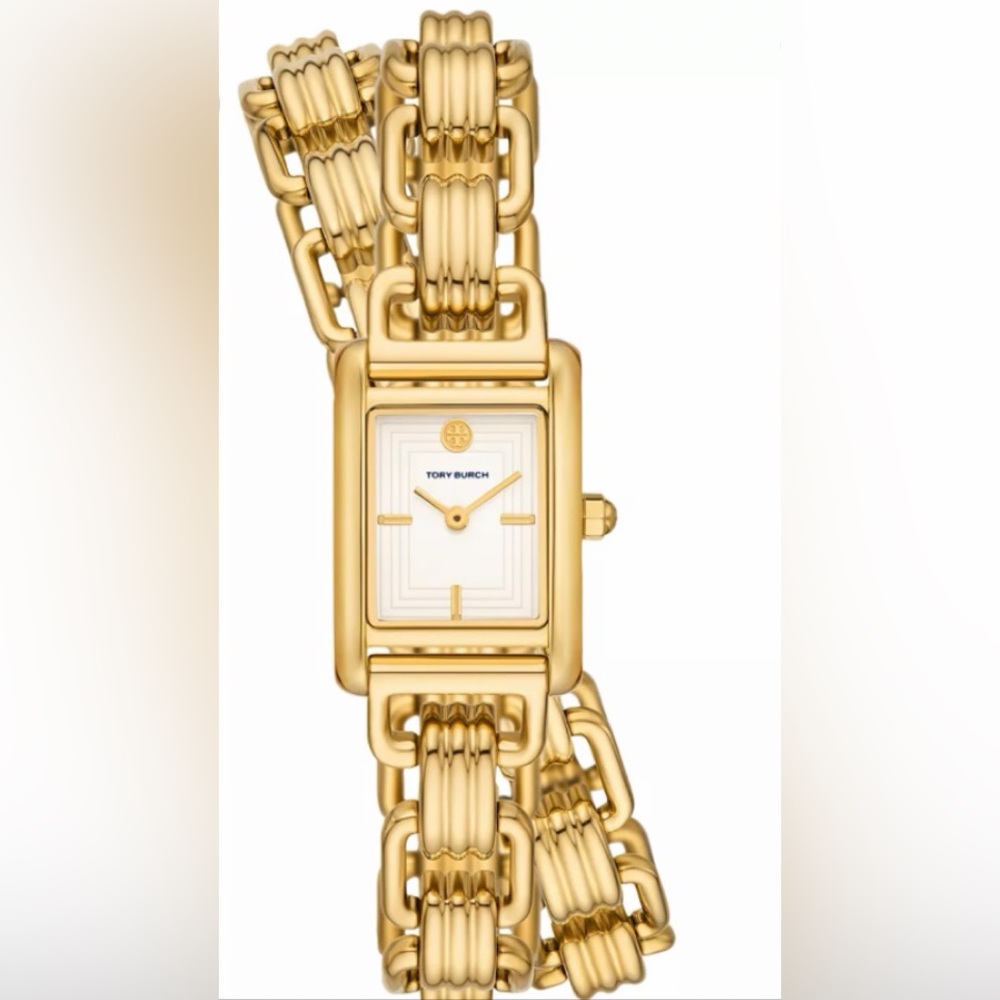 NIB Tory Burch "The Elanor" 3 in one Beautiful long gold watch, wrap or strap - Picture 2 of 11
